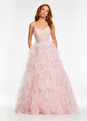 Ashley Lauren 11141 Ruffle Beaded Ball Gown