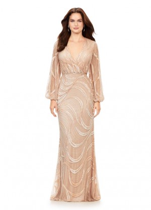 Ashley Lauren 11210 Bishop Sleeve Beaded Gown