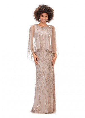 Ashley Lauren 11214 Sequin Gown with Sheer Overlay