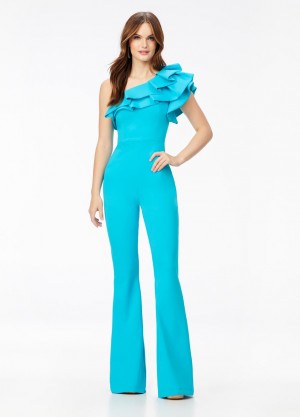 Ashley Lauren 11222 Ruffle One Shoulder Jumpsuit