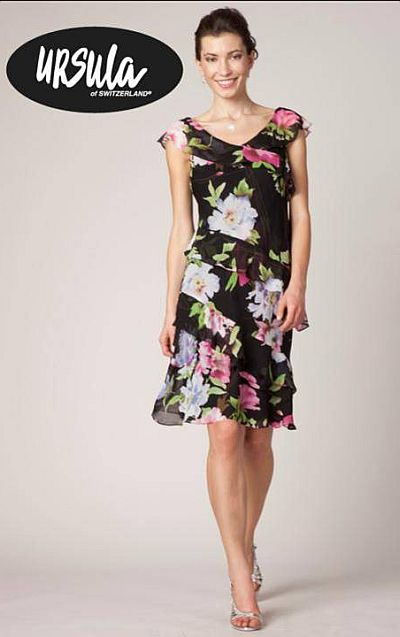 Ursula Floral Print Chiffon Cocktail Dress 11223: French Novelty