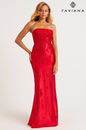 Faviana 11228 Satin Applique Prom Dress