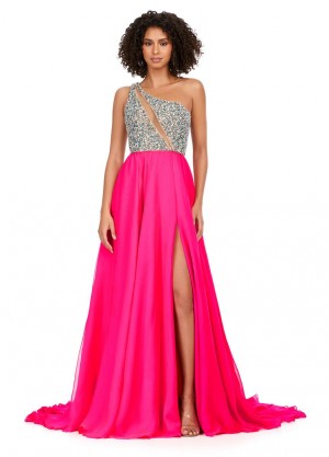 Ashley Lauren 11245 Beaded One Shoulder A-Line Gown