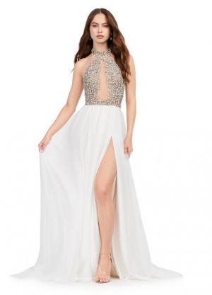 Ashley Lauren 11248 Beaded High Neck Cutout Gown
