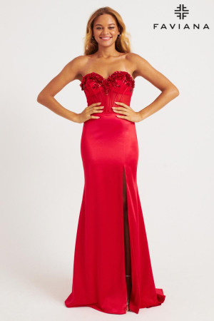 Faviana 11248 Rosette Trim Prom Dress