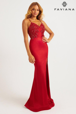 Faviana 11256 Sparkle Beaded Satin Prom Dress