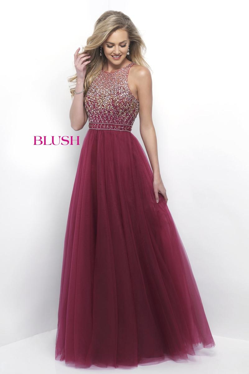 French Novelty Blush 11258 Beaded Tulle Prom Dress