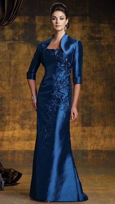 French Novelty Montage Boutique Silk Shantung Mother of the Bride Dress 112954