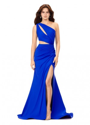 Size 6 Black Ashley Lauren 11303 One Shoulder Cutout Prom Dress