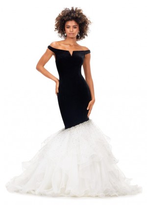 Ashley Lauren 11312 Velvet Organza Mermaid Dress