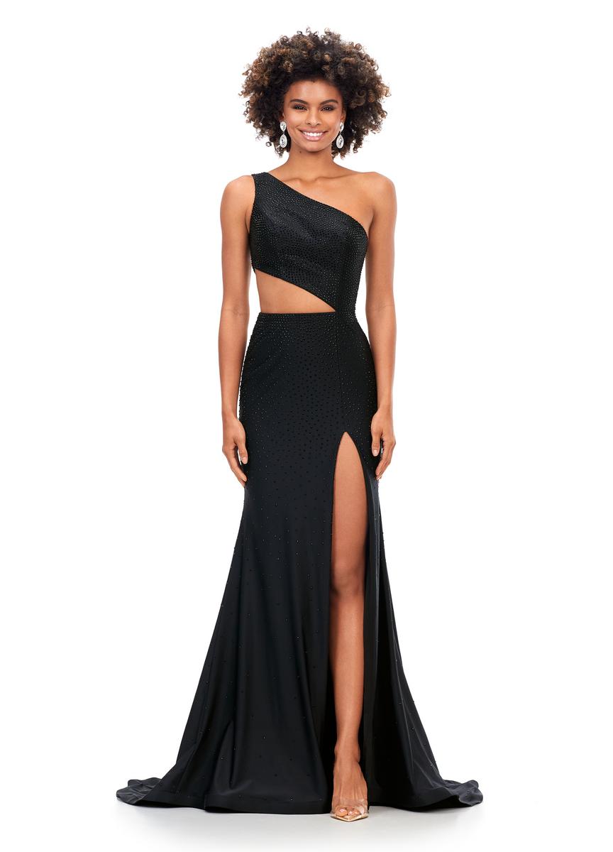 French Novelty Ashley Lauren 11337 One Shoulder Cutout Prom Dress