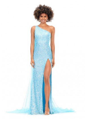 Size 10 Emerald Ashley Lauren 11371 One Shoulder Sequin Gown with Cape