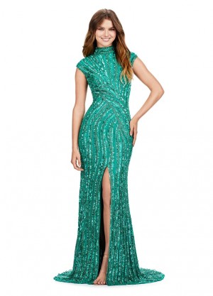 Ashley Lauren 11395 Elegant Beaded High Neck Gown