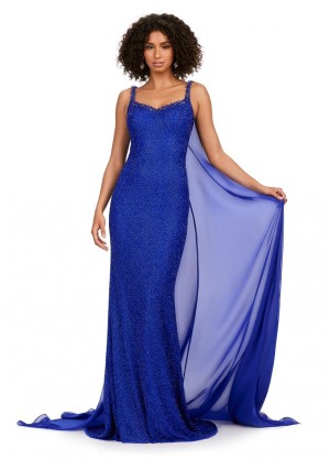 Ashley Lauren 11398 Stunning Beaded Gown with Long Cape