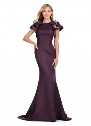 Ashley Lauren 11415 Radian Beaded Bow Sleeve Gown