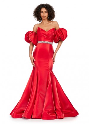 Ashley Lauren 11419 Short Puff Sleeve Mermaid Gown