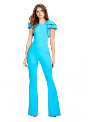 Ashley Lauren 11422 Bow Sleeve Scuba Jumpsuit