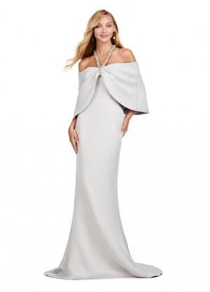 Ashley Lauren 11424 Bead Trim Dress with Overlay Cape