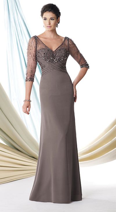 Montage 114914 Sheer Beaded Mother of the Bride Dress: French Novelty