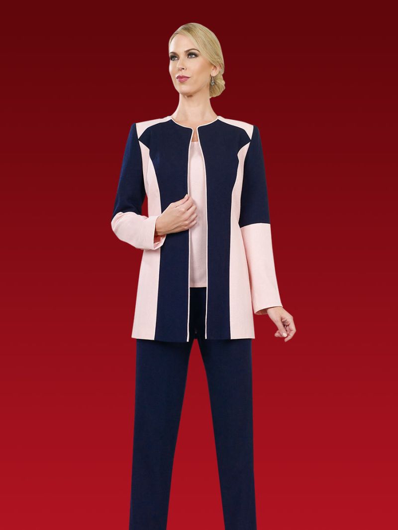 French Novelty Ben Marc Executive 11493 Color Block Pant Suit