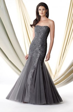Ivonne D 114D32 Illusion Over Taffeta Formal Gown
