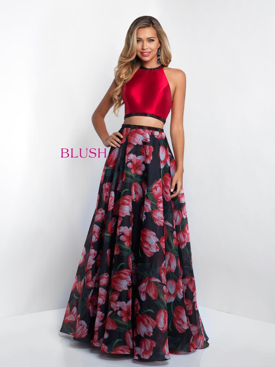 French Novelty Blush 11534 Floral Organza 2 Piece Prom Dress