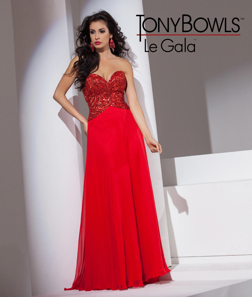 French Novelty Tony Bowls Le Gala 115535 Sequin Chiffon Formal Dress