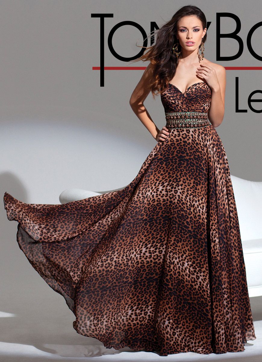 French Novelty Tony Bowls Le Gala 115548 Leopard Print Prom Gown