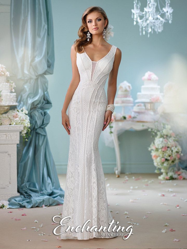 Enchanting By Mon Cheri 116138 Patchwork Casual Bridal Gown French Enchanting By Mon Cheri 116138 Patchwork Casual Bridal Gown French Novelty