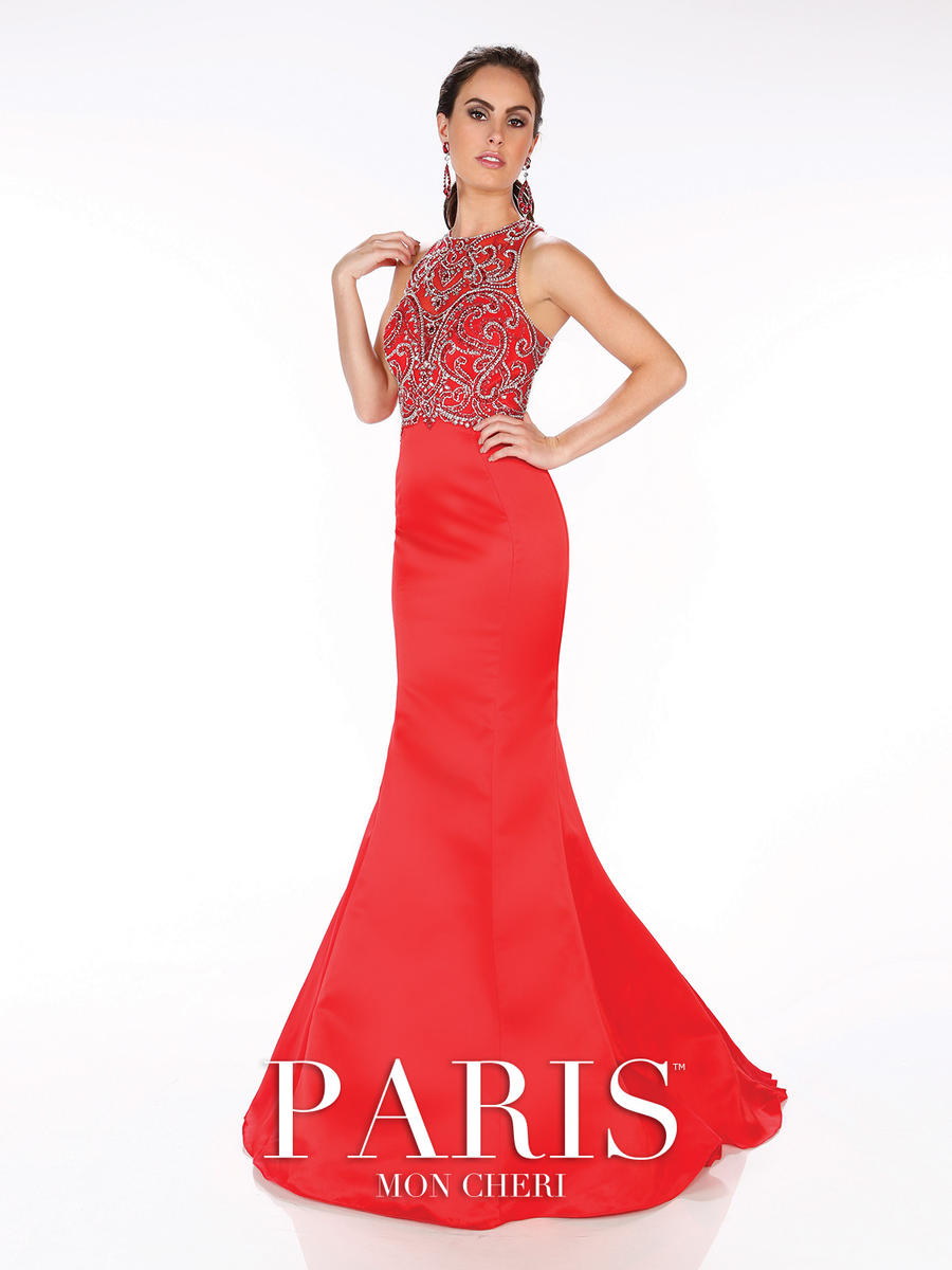 French Novelty: Mon Cheri Paris 116791 Satin Mermaid Prom Dress