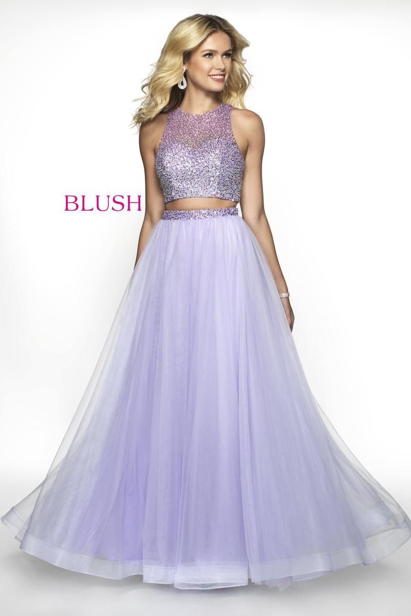 French Novelty Blush 11746 Beaded Tulle 2 Piece Prom Dress