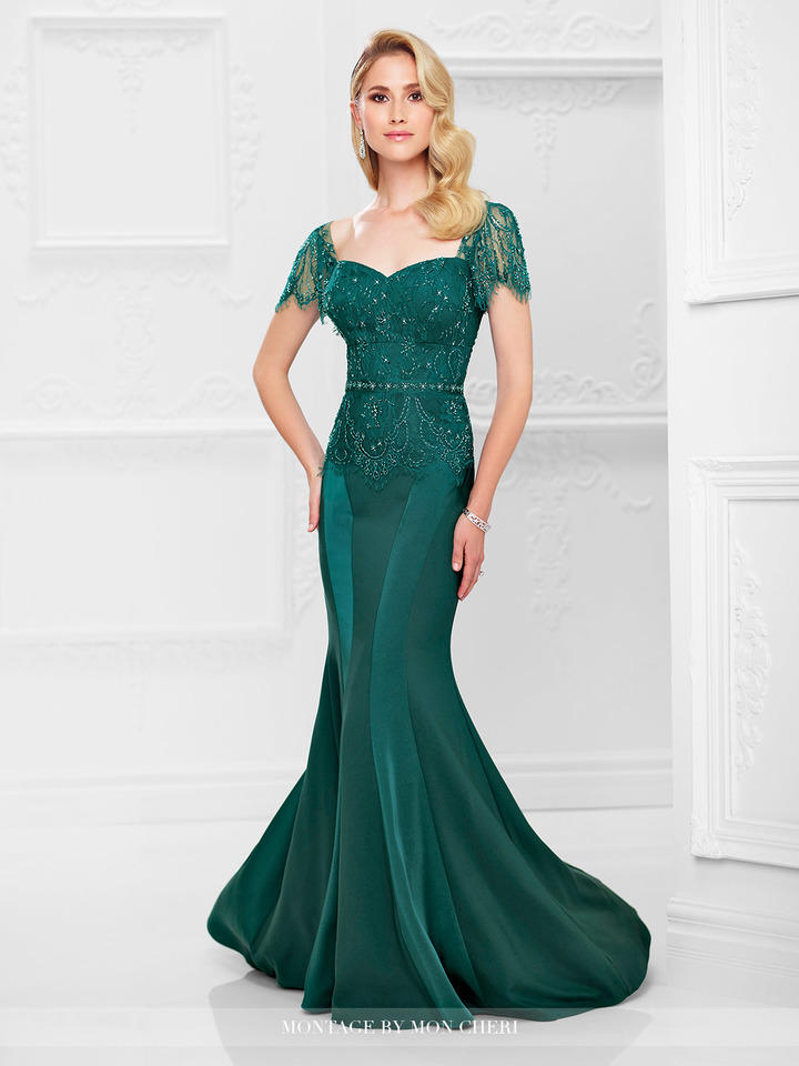 French Novelty: Montage 117908 Short Lace Sleeve Mermaid Gown