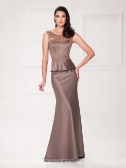 montage cheri mon satin evening lace dress