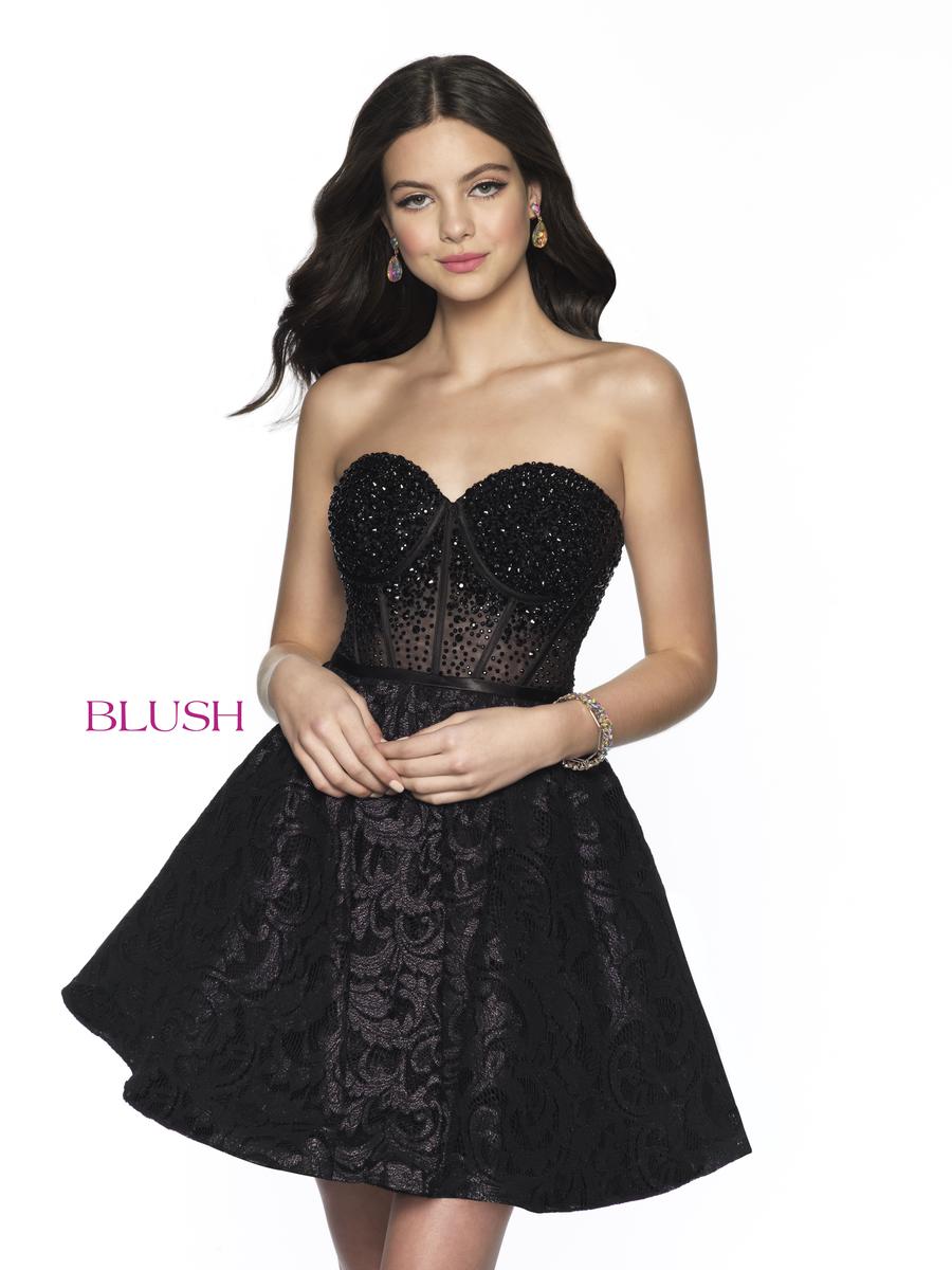 French Novelty Blush 11804 Short Beaded Dress