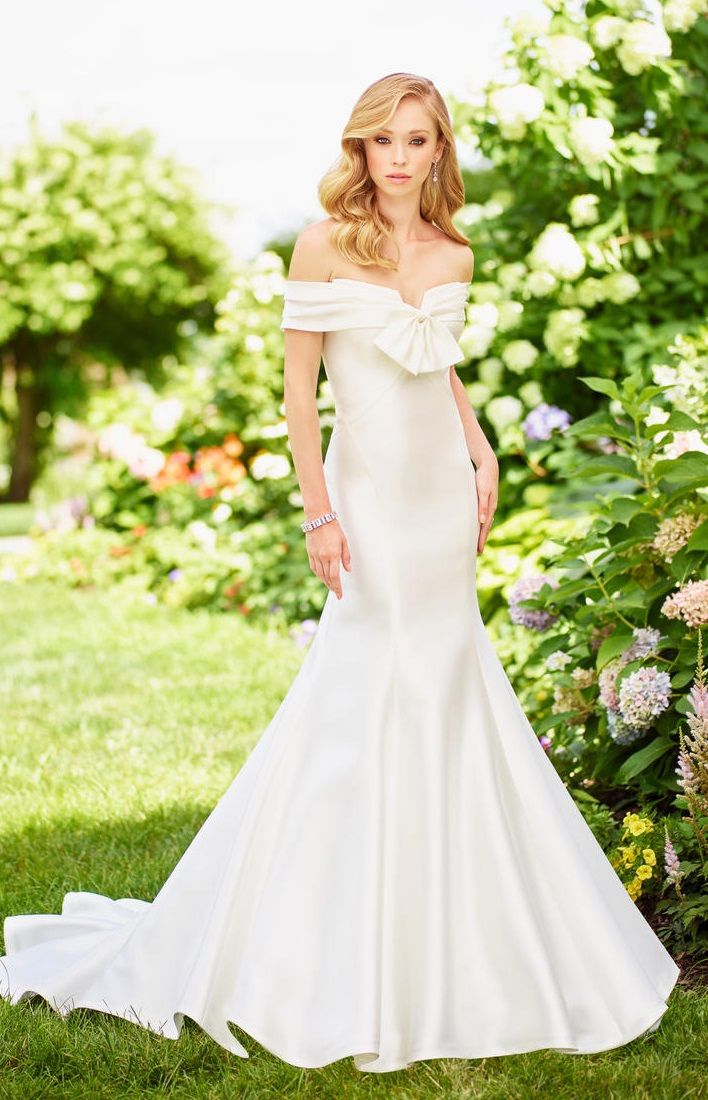 Off the shoulder casual wedding dress best sale