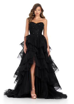 Ashley Lauren 11845 Tiered Ruffle Tulle Prom Gown