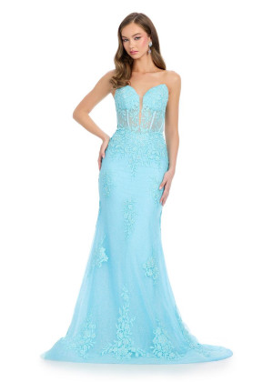 Ashley Lauren 11847 Floral Applique Prom Dress