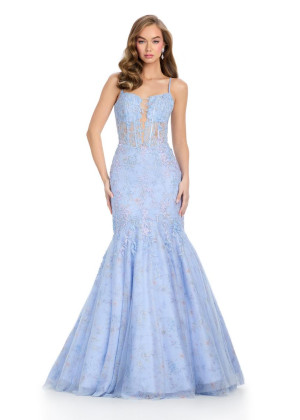 Ashley Lauren 11848 Sheer Corset Mermaid Dress