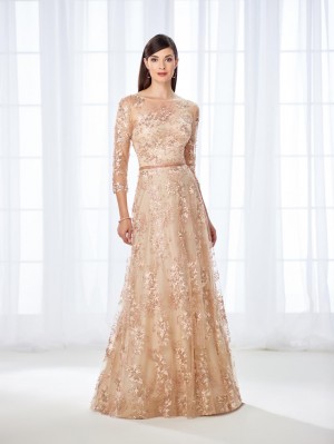 Size 20 Navy Cameron Blake 118682 Embroidered Tulle MOB Gown