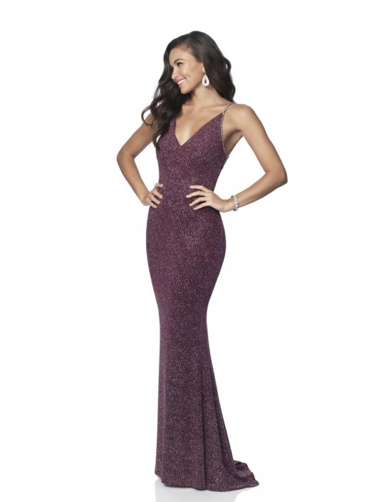 glitter knit prom dress