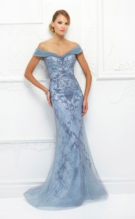 off shoulder mother of the bride gown