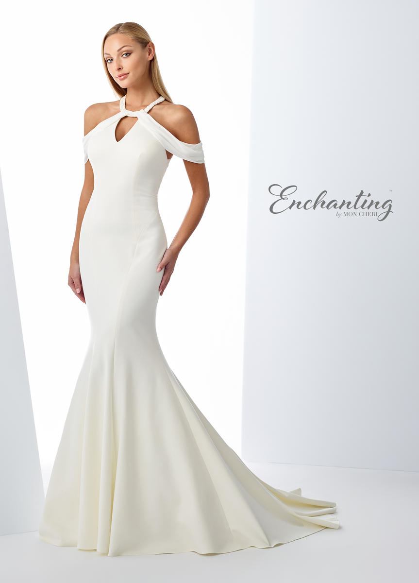 French Novelty Enchanting by Mon Cheri 119127 Draped Sleeve Wedding Gown