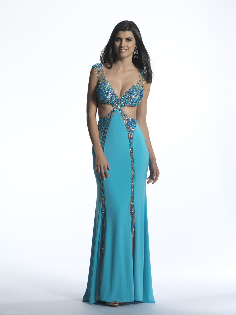 French Novelty: Dave and Johnny 1193 Prom Gown with Cutout Sides