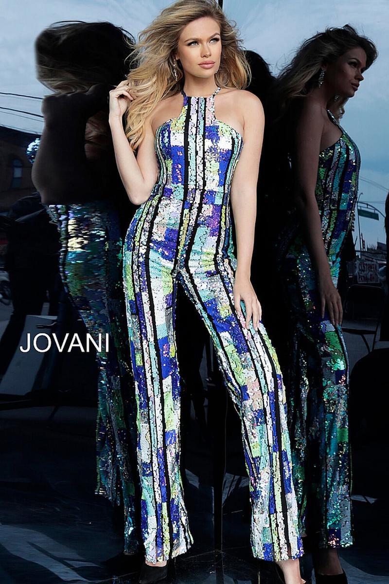French Novelty: Jovani 1194 Stunning Sequin Evening Jumpsuit