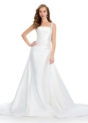 Ashley Lauren 11979 Satin Prom Dress with Overskirt
