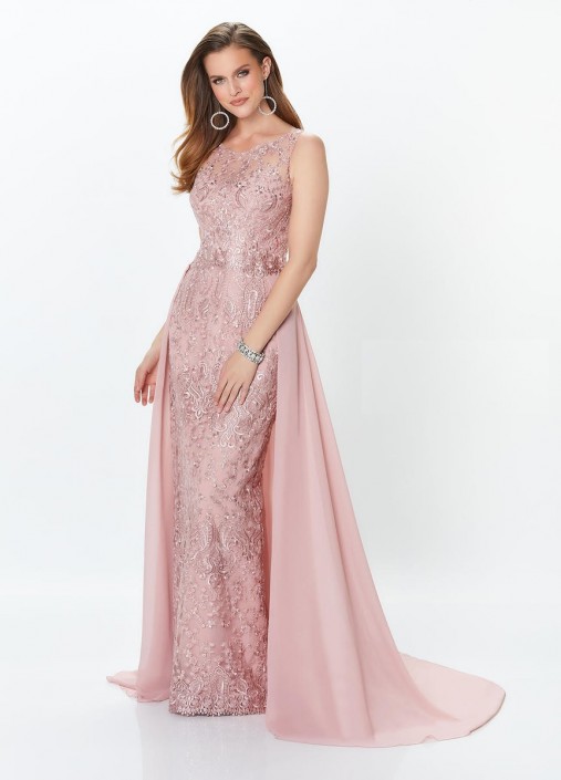 Montage 119940 Lace Gown With Detachable Sleeves And Train Montage 119940 Lace Gown With Detachable Sleeves And Train