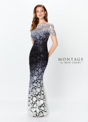 Montage 119958 Ombre Lace Gown with Separate Sleeves