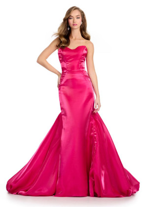Ashley Lauren 11996 Satin Ruffle Skirt Back Gown