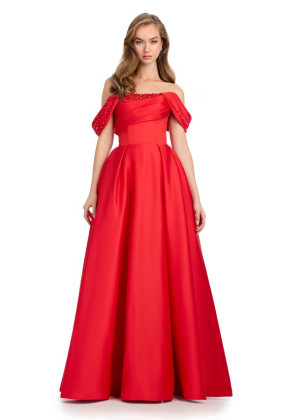 Ashley Lauren 12017 Beaded Off Shoulder Prom Dress