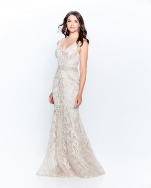 Montage 120921 Metallic Ribbon Lace Mothers Gown